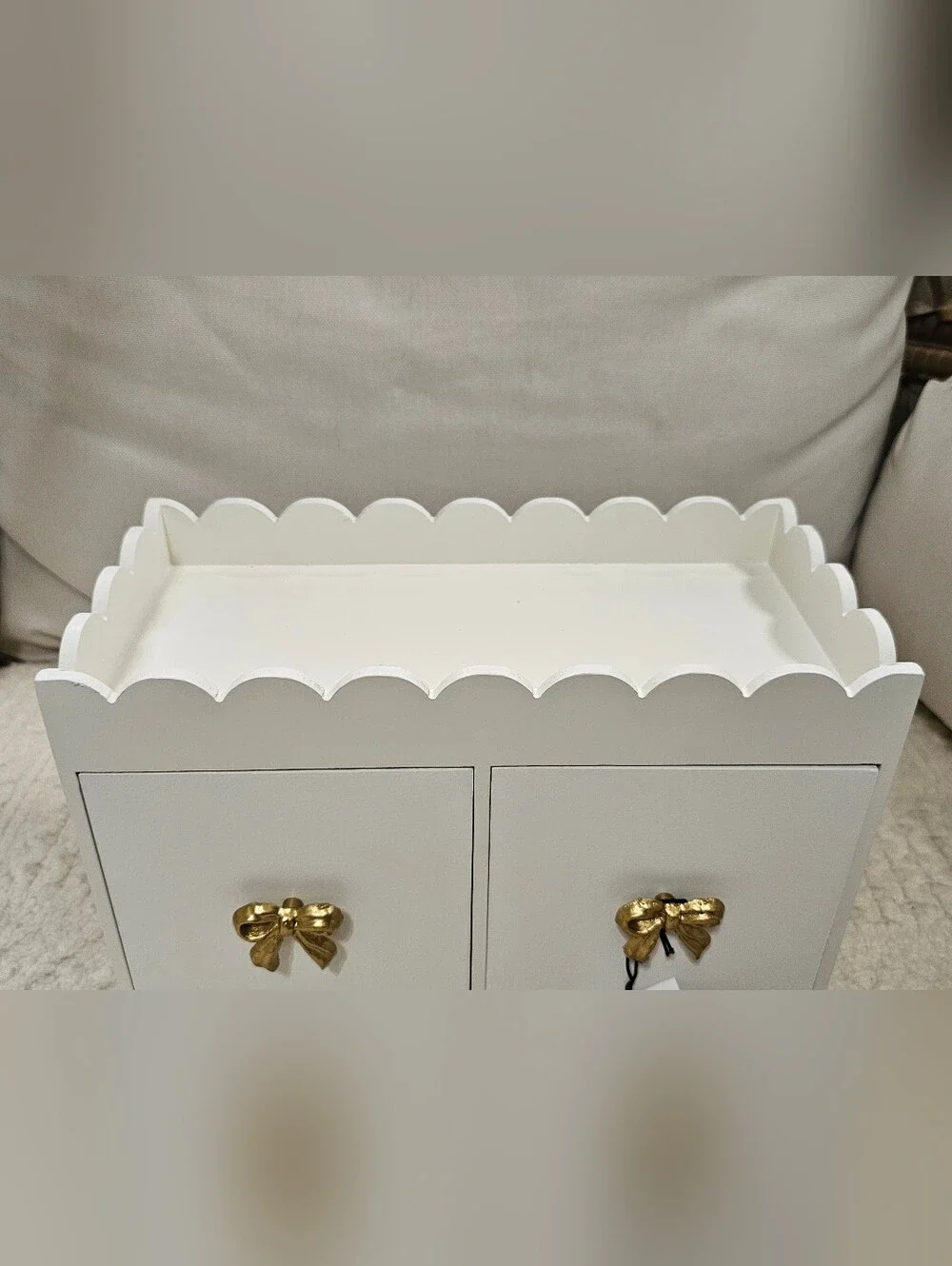 Becki Owens Essentials Wooden  Box with Gold Bow Pulls Drawer Organizer  Viral